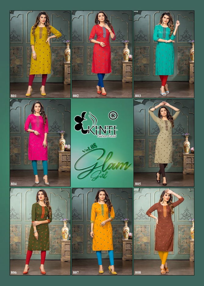 Kinti Glam Girl 8 Embroidery Straight Cut Wholesale Kurtis